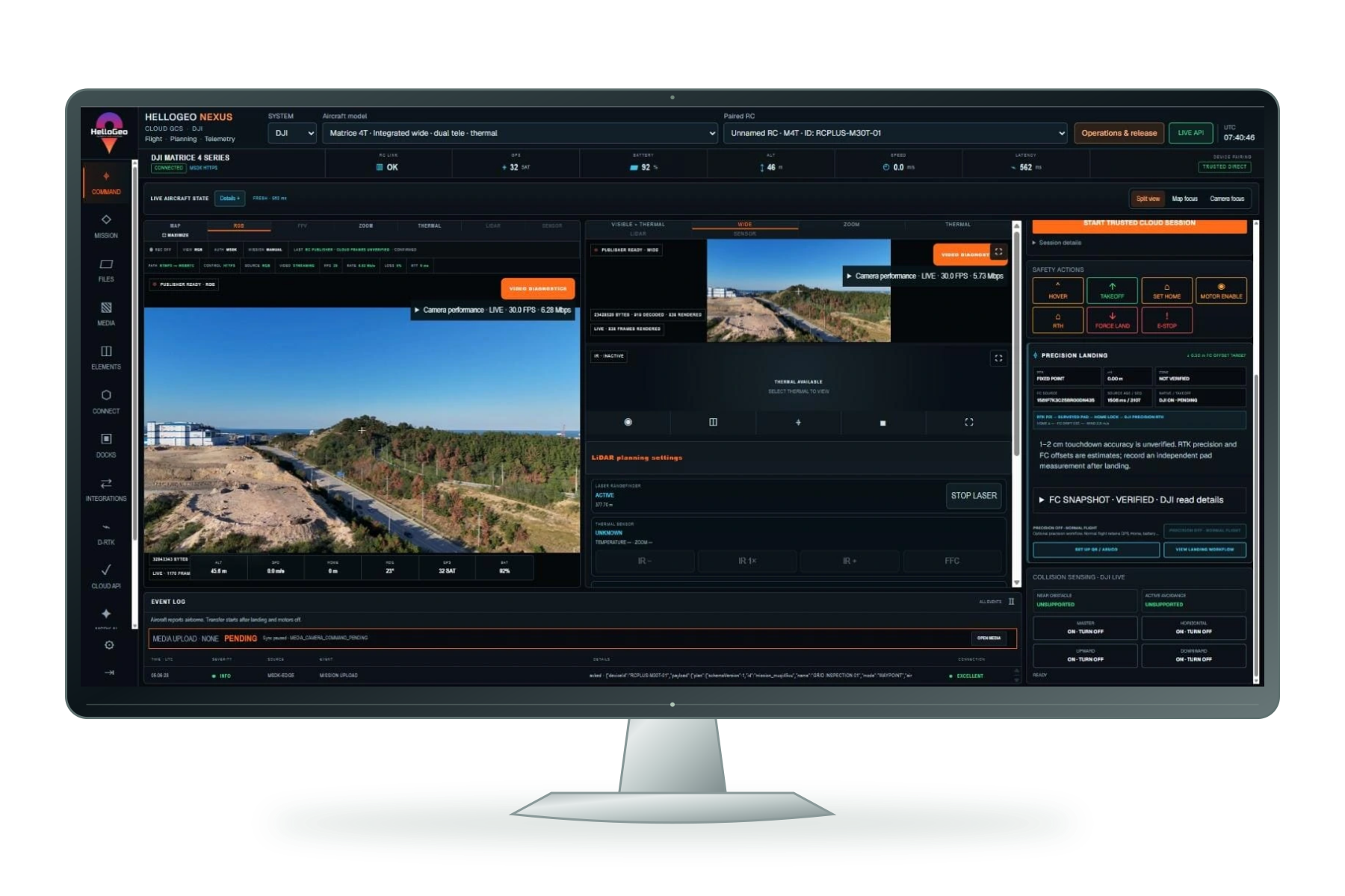 Nexus mission interface displayed on a freestanding monitor
