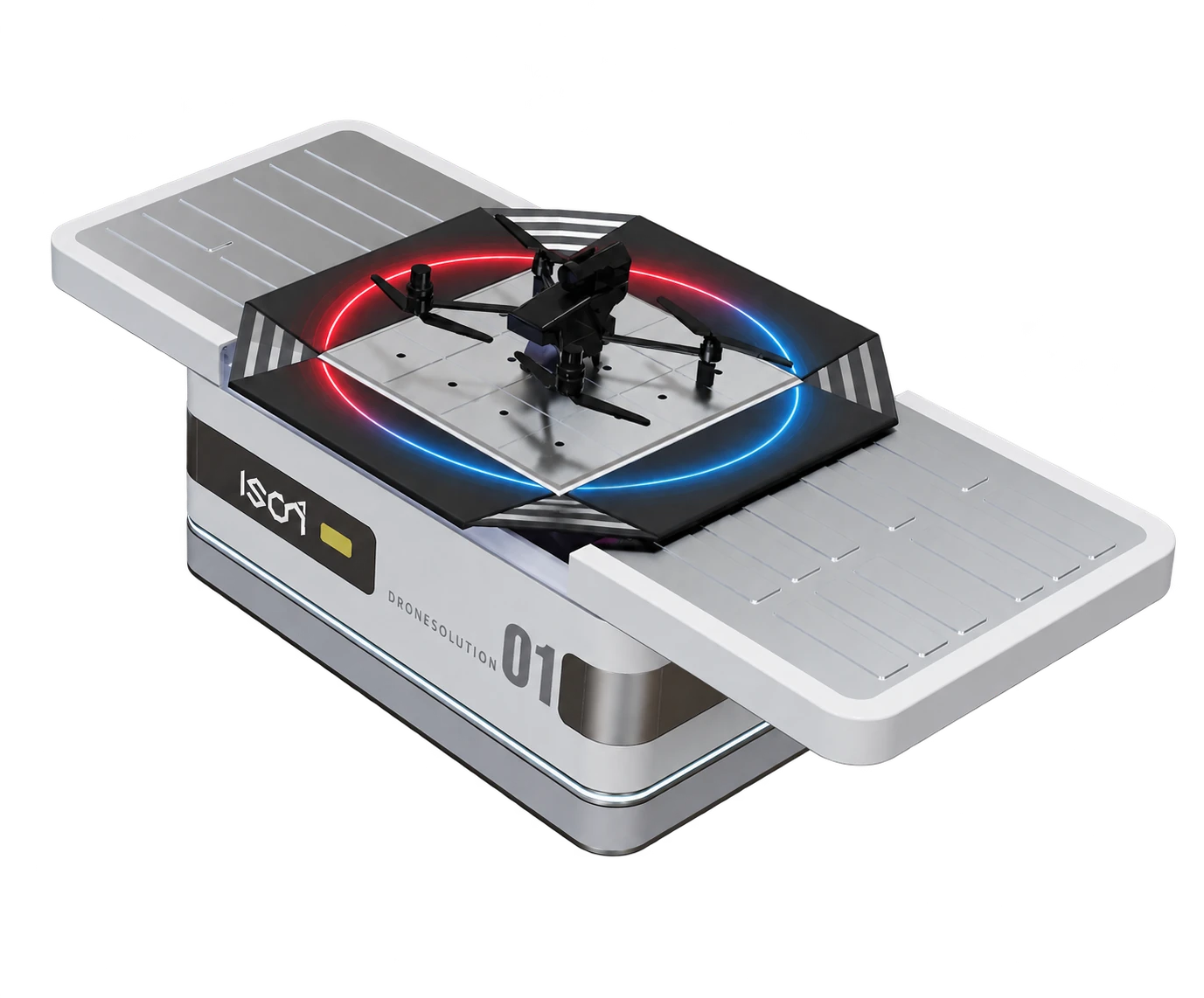 HelloGeo Drone Station with its dock open